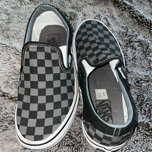BLACK AND GREY SLIP ON VANS